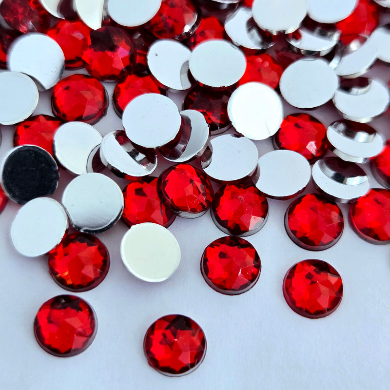 MajorCrafts 480pcs 6mm Red Star Facets Flat Back Round Acrylic Rhinestones