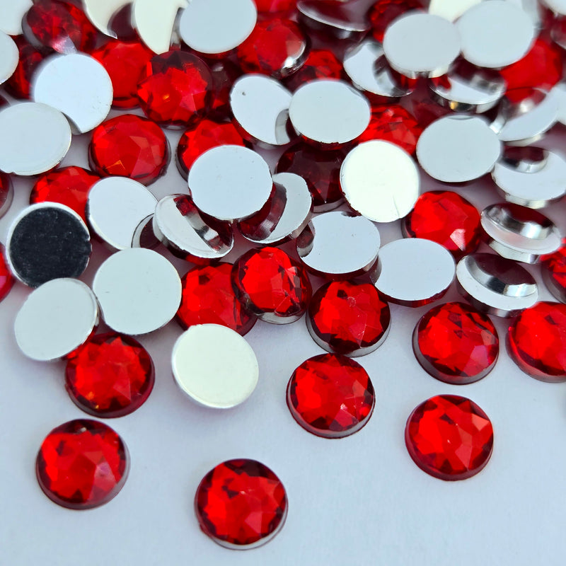 MajorCrafts 480pcs 6mm Red Star Facets Flat Back Round Acrylic Rhinestones
