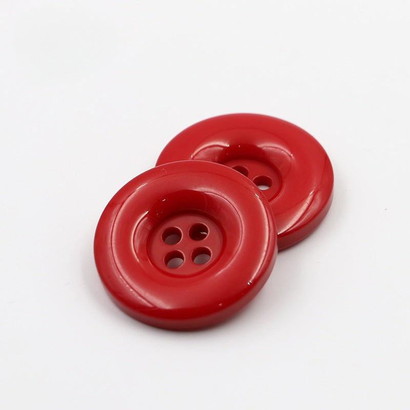 MajorCrafts 48pcs 15mm Red 4 Holes Thick Edge Round Resin Sewing Buttons