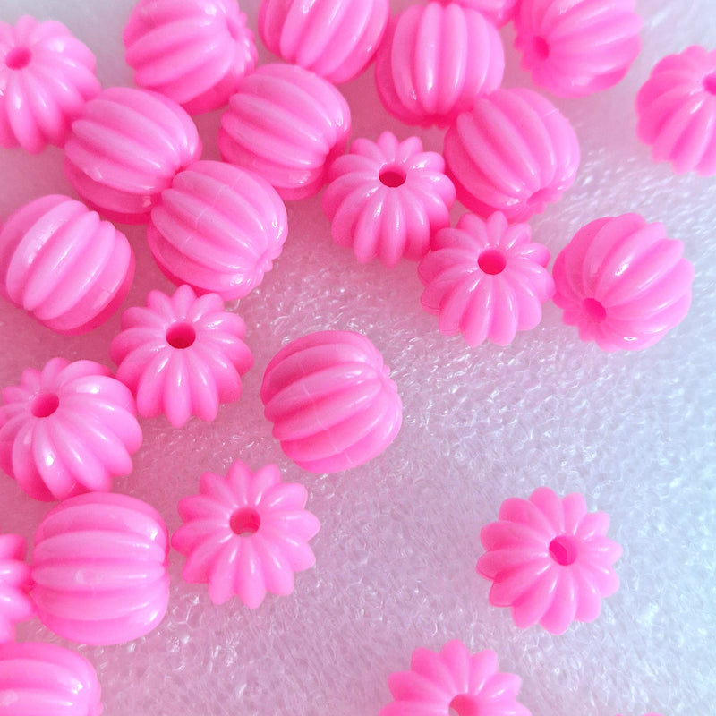 MajorCrafts 48pcs 10mm Rose Pink Round Pumpkin Resin Beads