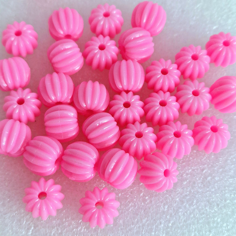 MajorCrafts 48pcs 10mm Rose Pink Round Pumpkin Resin Beads