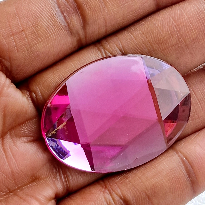MajorCrafts 8pcs 40x30mm Rose Pink Flat Back Large Oval Acrylic Rhinestones