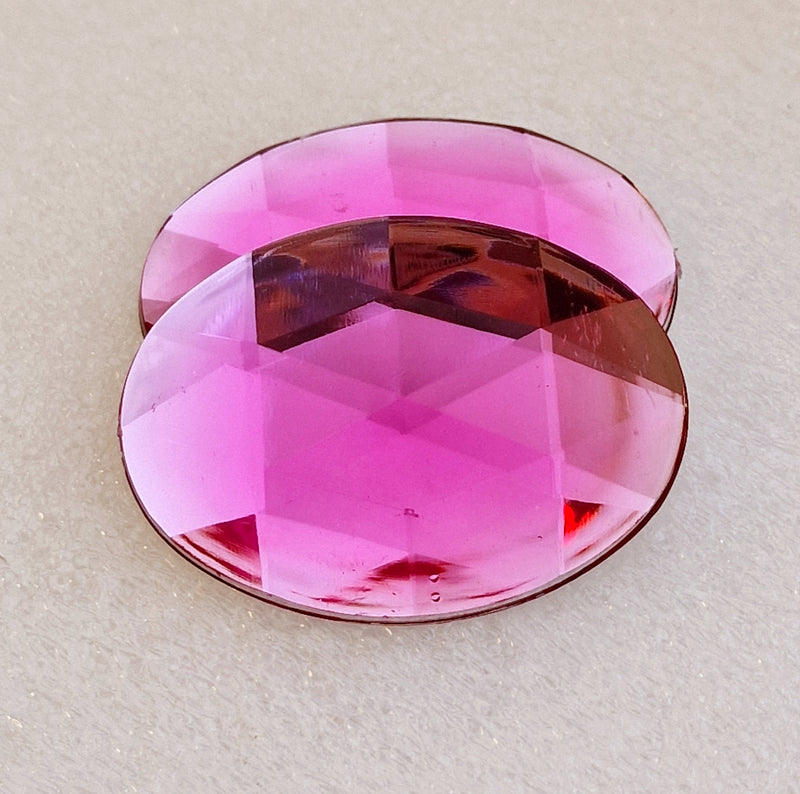 MajorCrafts 8pcs 40x30mm Rose Pink Flat Back Large Oval Acrylic Rhinestones