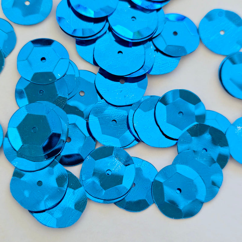 MajorCrafts 15mm 40grams 600pcs Royal Blue Metallic Round Sew-On Cup Sequins