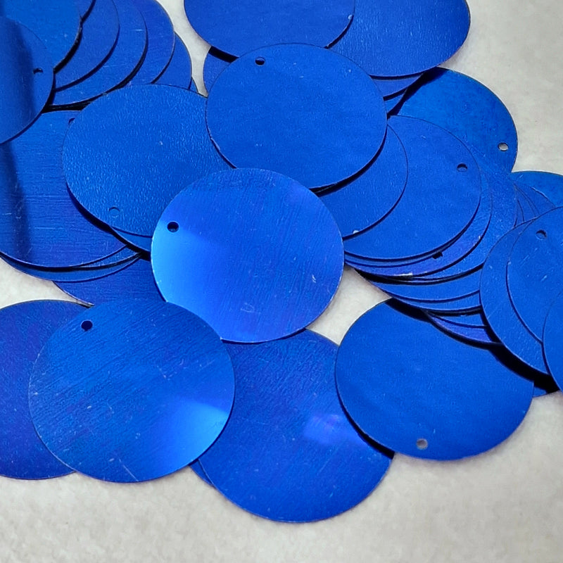 MajorCrafts 30mm 40grams 150pcs Metallic Royal Blue Large Round PVC Sequins with 1x Hole