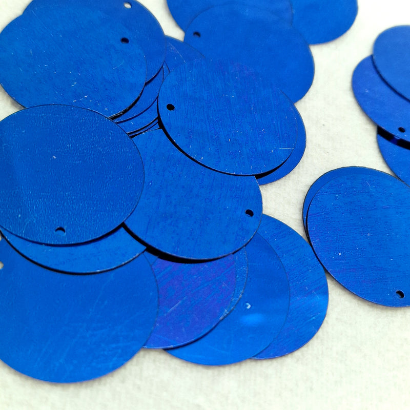 MajorCrafts 30mm 40grams 150pcs Metallic Royal Blue Large Round PVC Sequins with 1x Hole