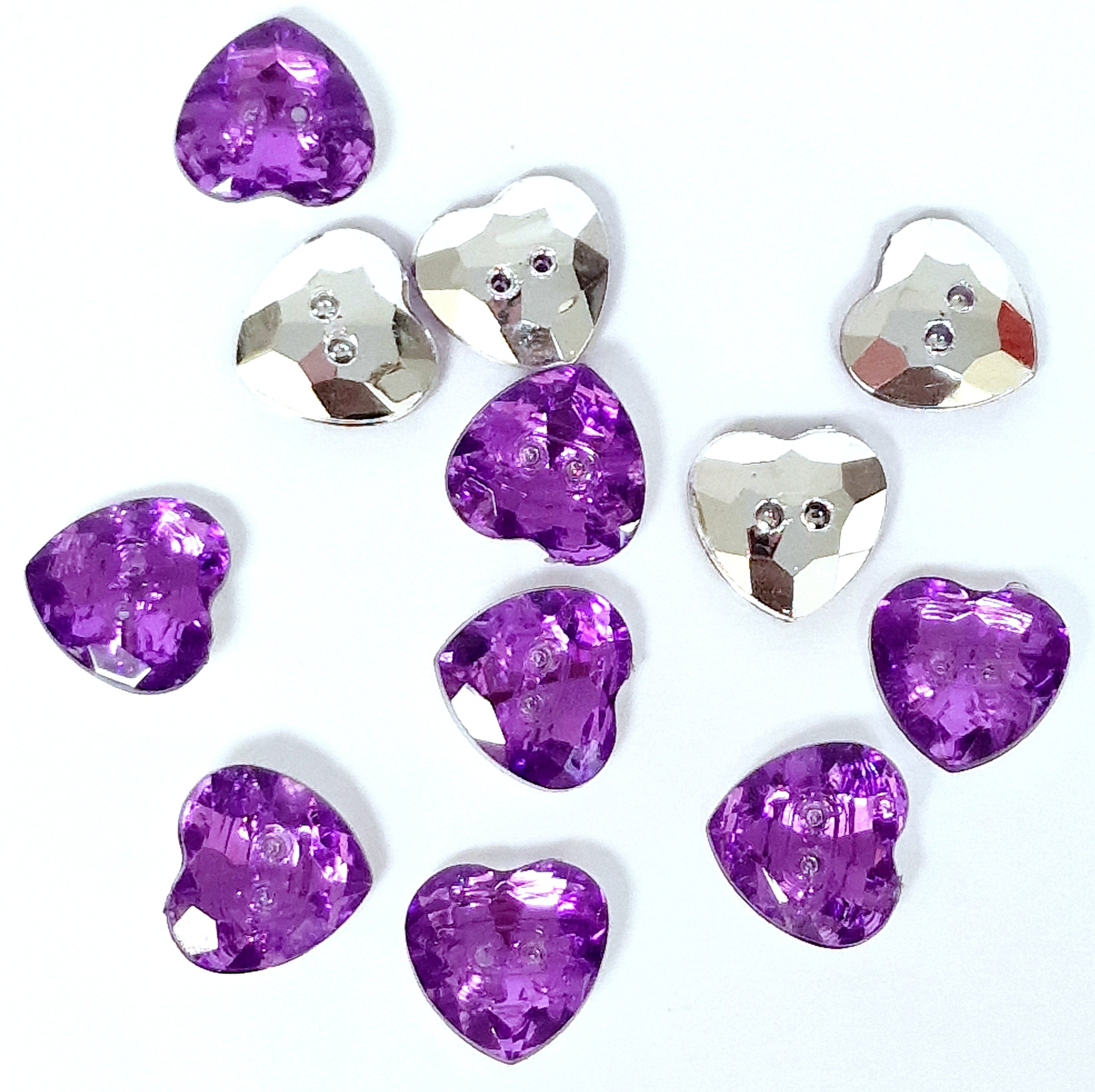 MajorCrafts 44pcs 13mm Royal Purple 2 Holes Heart Small Acrylic Sewing Buttons