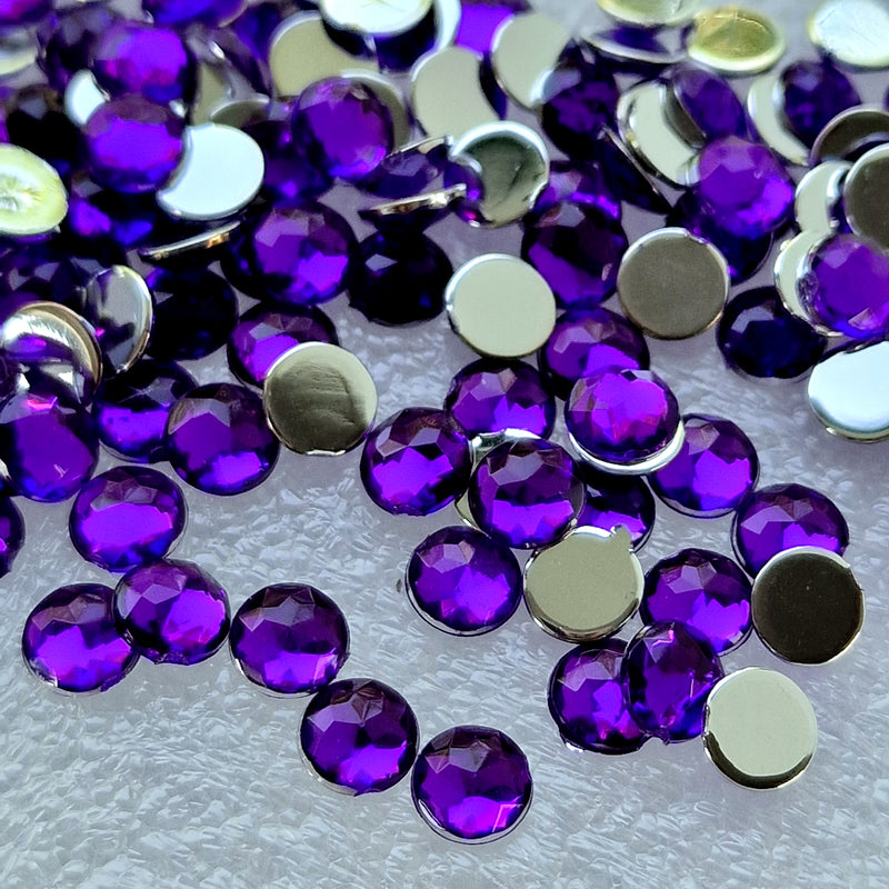 MajorCrafts 480pcs 6mm Royal Purple Facets Flat Back Round Acrylic Rhinestones
