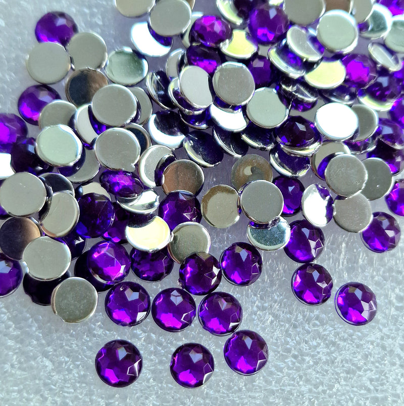 MajorCrafts 480pcs 6mm Royal Purple Facets Flat Back Round Acrylic Rhinestones