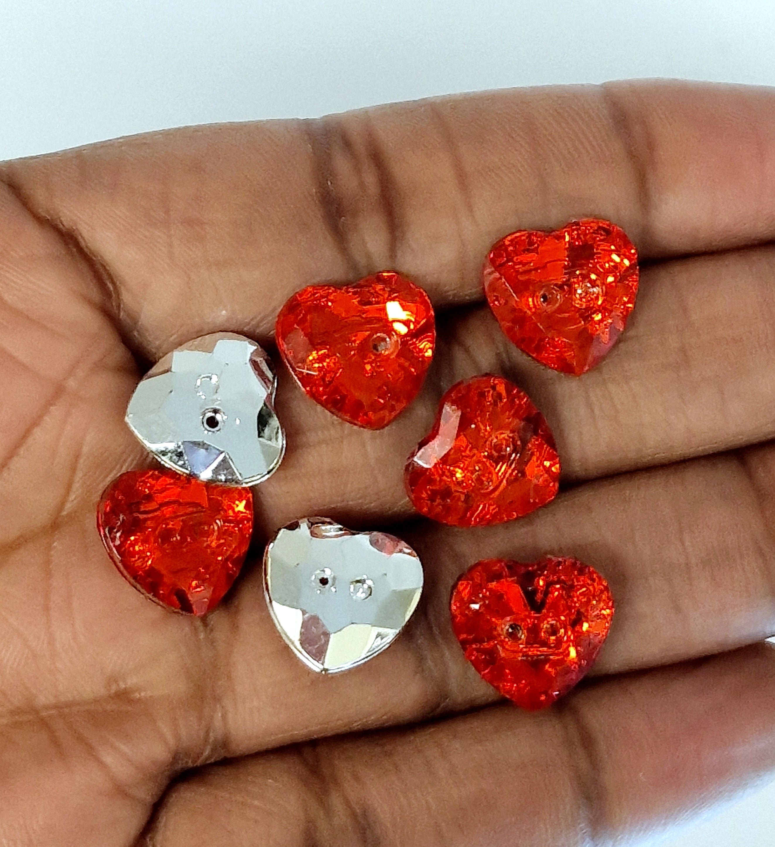 MajorCrafts 44pcs 13mm Ruby Red 2 Holes Heart Small Acrylic Sewing Buttons