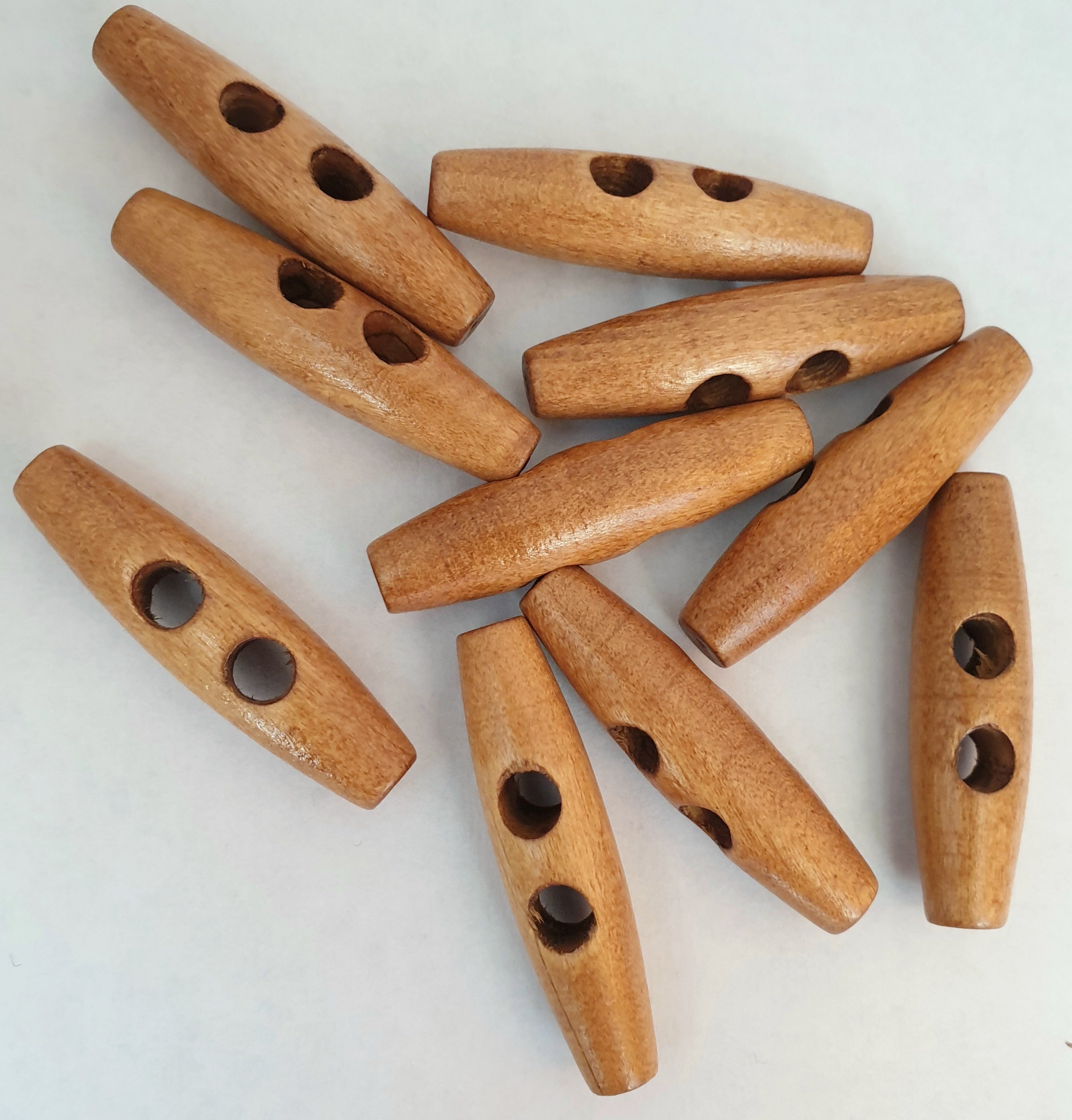 MajorCrafts 12pcs 50mm Sand Brown 2 Holes Oval Shape Large Sewing Toggle Wooden Buttons