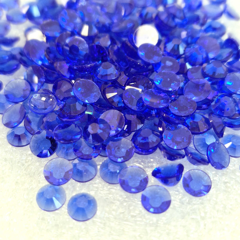 MajorCrafts Clear Sapphire Blue Flat Back Round 14 Facets Resin Rhinestones