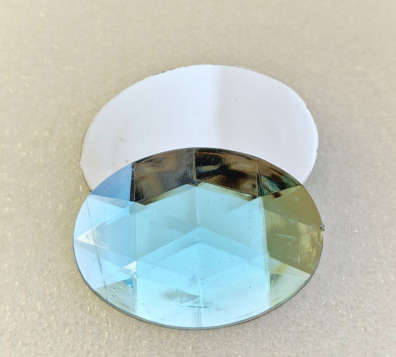 MajorCrafts 8pcs 40x30mm Sky Blue Flat Back Large Oval Acrylic Rhinestones