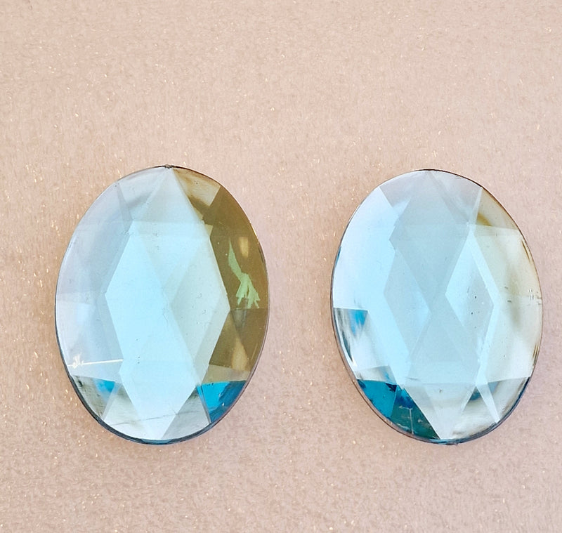 MajorCrafts 8pcs 40x30mm Sky Blue Flat Back Large Oval Acrylic Rhinestones