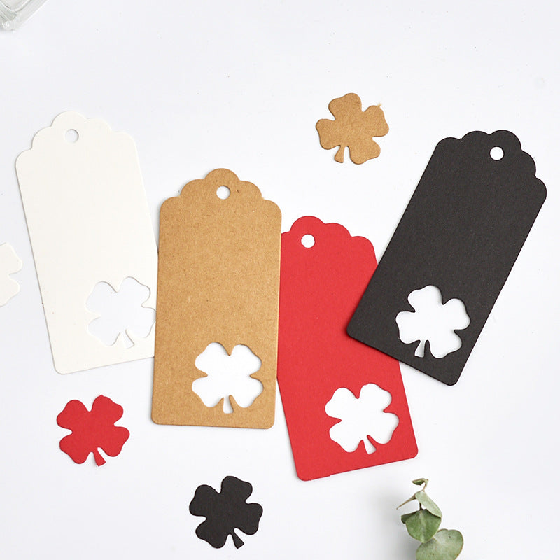 MajorCrafts 50pcs 9.5x4.5cm Black with Clover Pattern Blank Gift Tags