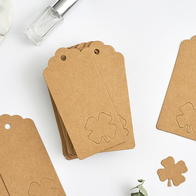 MajorCrafts 50pcs 9.5x4.5cm Kraft Brown with Clover Pattern Blank Gift Tags