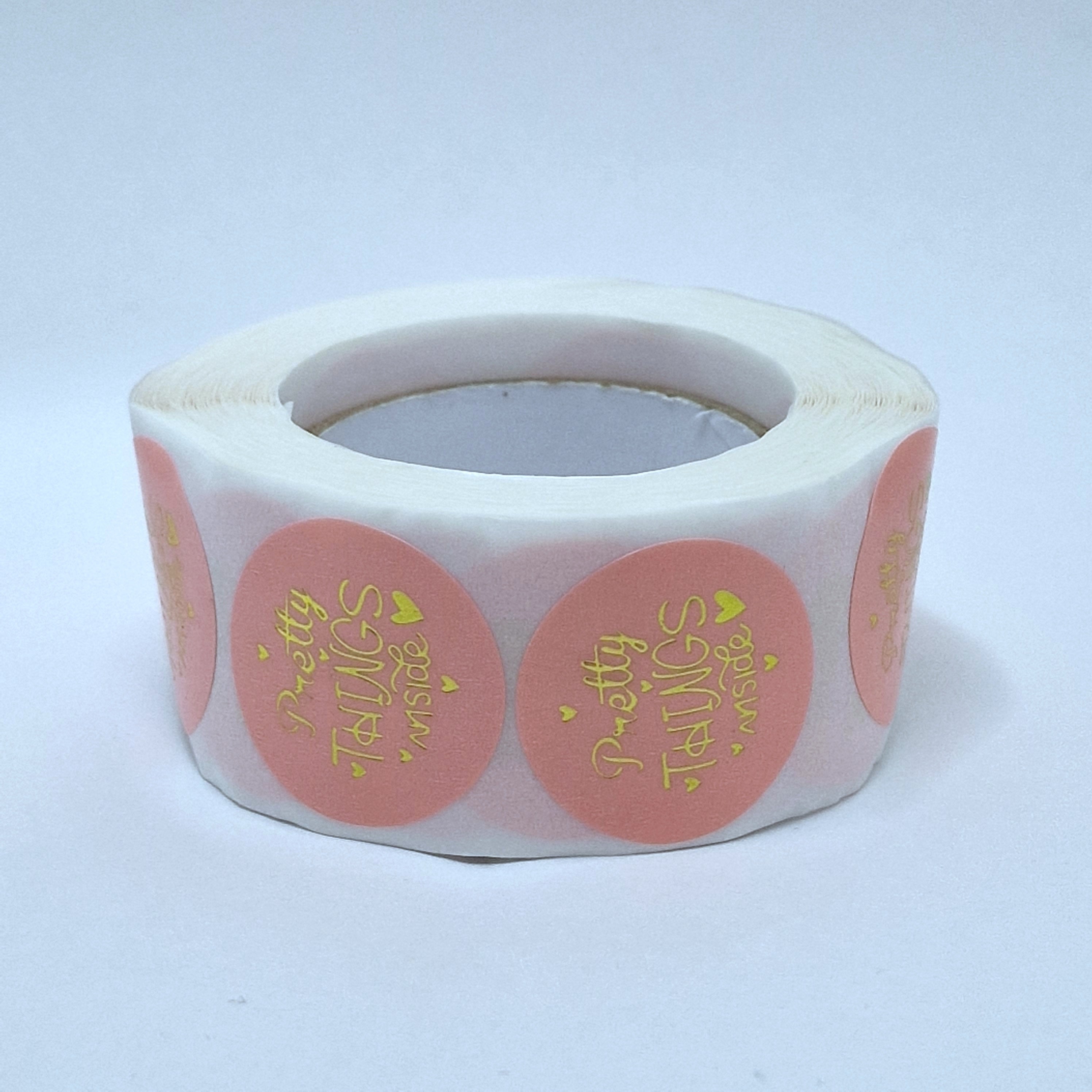 MajorCrafts 500 Labels per roll 2.5cm 1" wide Pink & Gold 'Pretty Things Inside' Printed Round Stickers V003