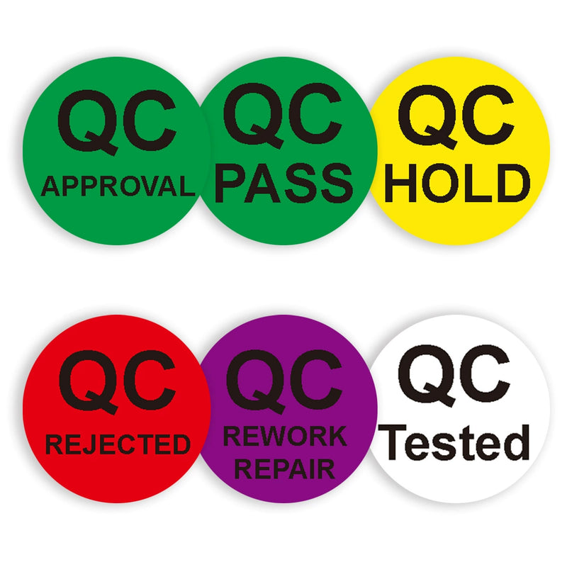 MajorCrafts 500 Labels per roll 2.5cm 1" QC Quality Control Round Stickers