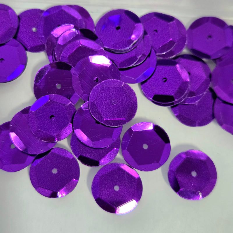 MajorCrafts 15mm 40grams 600pcs Violet Purple Metallic Round Sew-On Cup Sequins