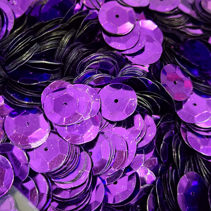 MajorCrafts 15mm 40grams 600pcs Violet Purple Metallic Round Sew-On Cup Sequins