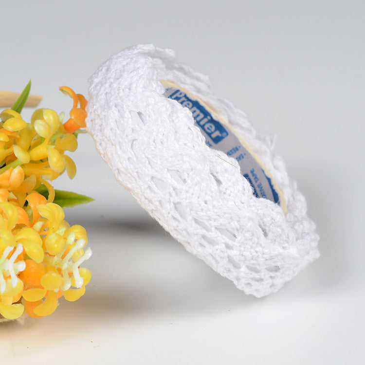MajorCrafts 16mm 1.8metres White Self-Adhesive Fabric Crochet Lace Washi Tape