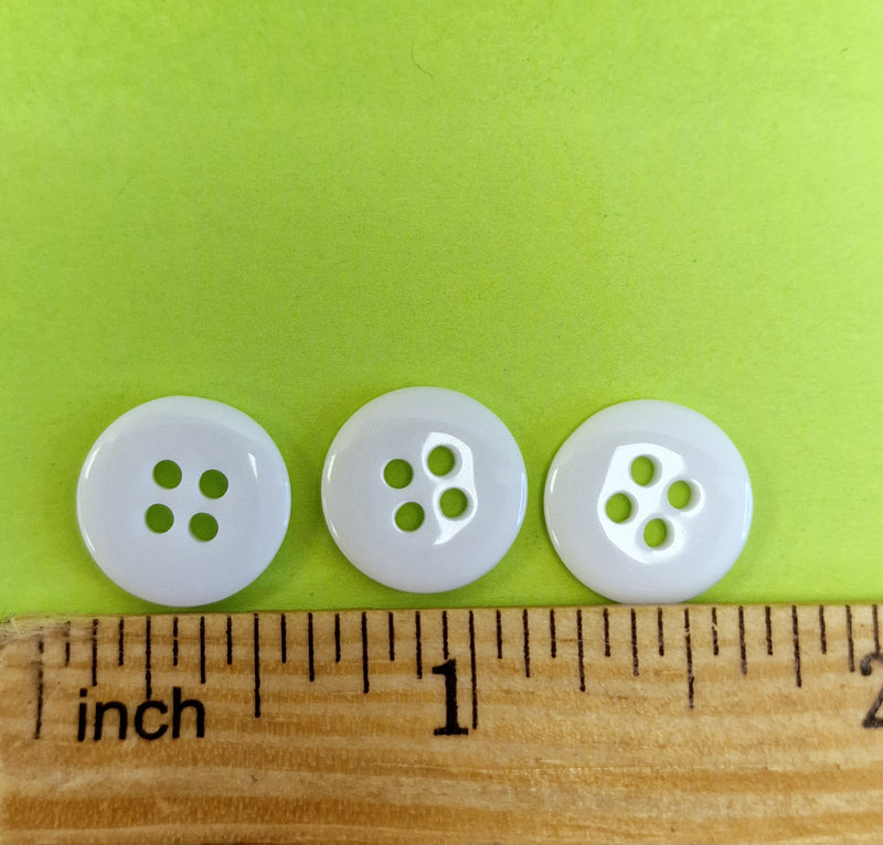 MajorCrafts 80pcs 12.5mm Whiter 4 Holes Round Resin Sewing Buttons - Flat Edge