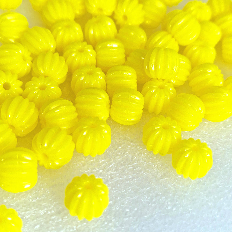 MajorCrafts 48pcs 10mm Yellow Round Pumpkin Resin Beads