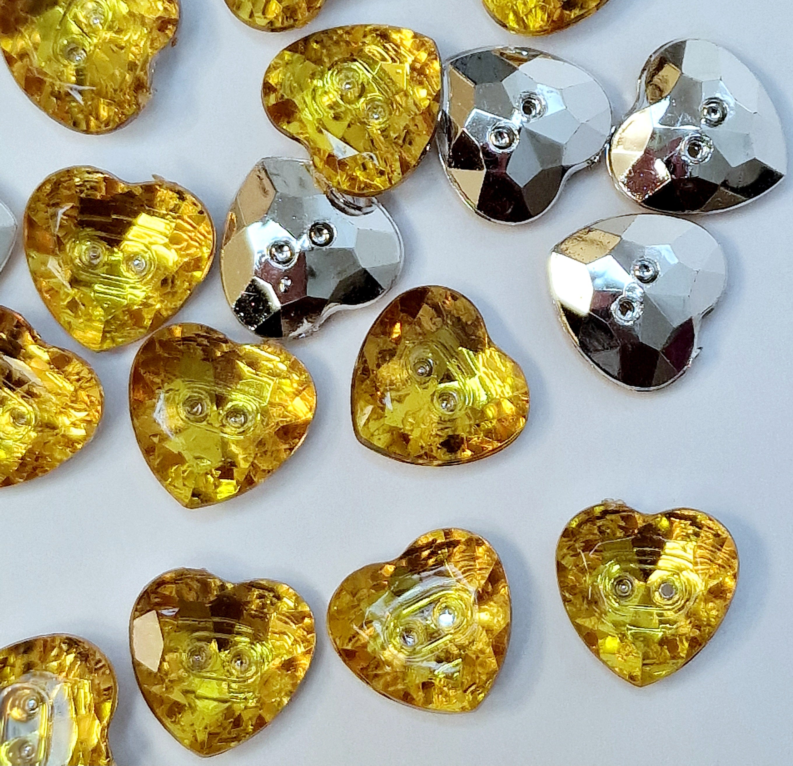 MajorCrafts 44pcs 13mm Yellow 2 Holes Heart Small Acrylic Sewing Buttons