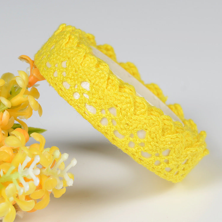 MajorCrafts 16mm 1.8metres Yellow Self-Adhesive Fabric Crochet Lace Washi Tape