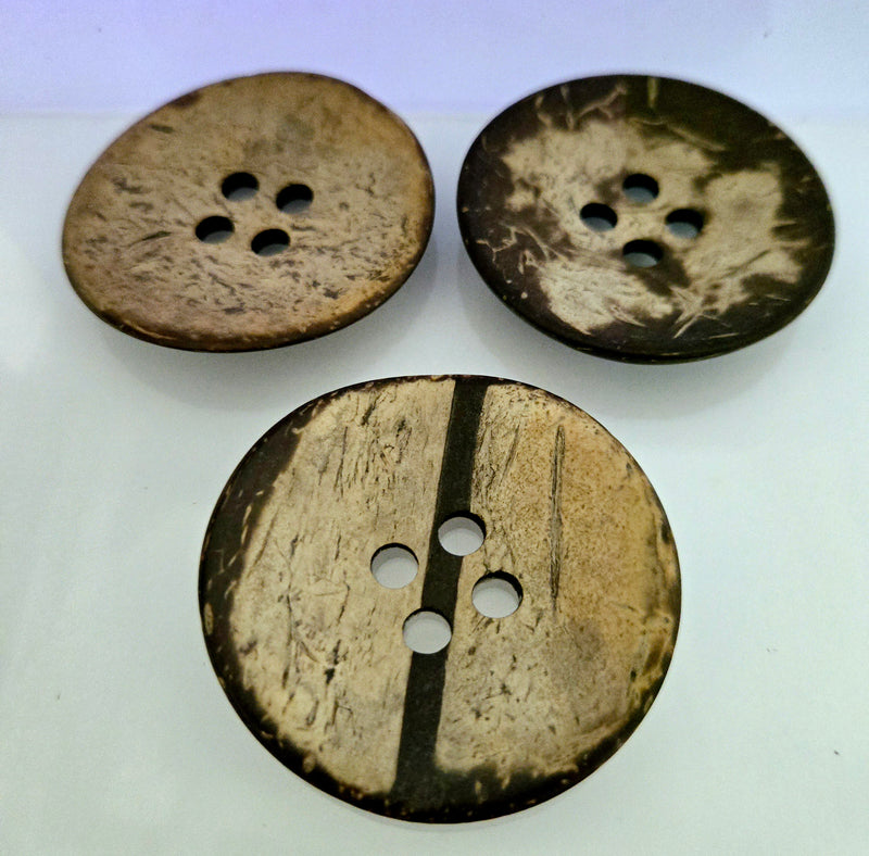 MajorCrafts 10pcs 50mm Brown Round 4 Holes Large Coconut Shell Sewing Buttons