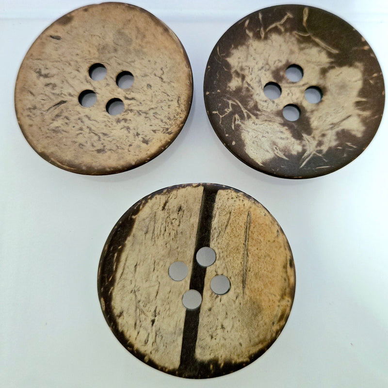MajorCrafts 10pcs 50mm Brown Round 4 Holes Large Coconut Shell Sewing Buttons