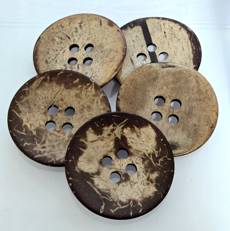 MajorCrafts 10pcs 50mm Brown Round 4 Holes Large Coconut Shell Sewing Buttons