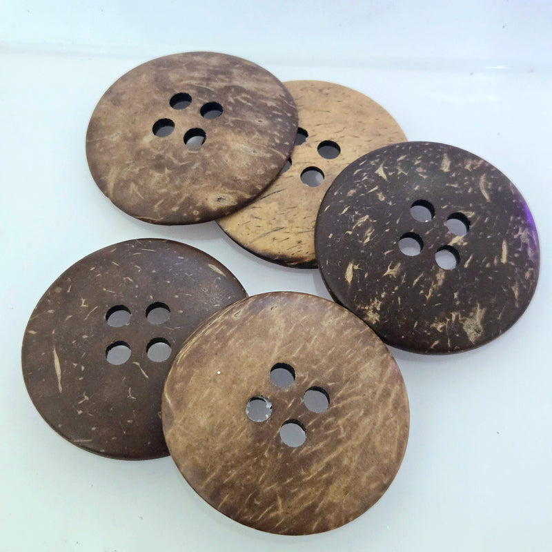 MajorCrafts 10pcs 50mm Brown Round 4 Holes Large Coconut Shell Sewing Buttons