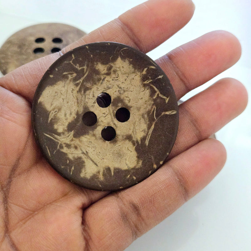 MajorCrafts 10pcs 50mm Brown Round 4 Holes Large Coconut Shell Sewing Buttons