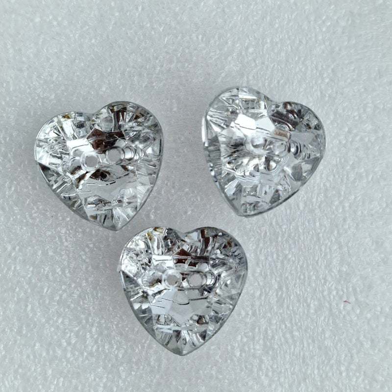 MajorCrafts 20pcs 20mm Crystal Clear 2 Holes Heart Acrylic Sewing Buttons