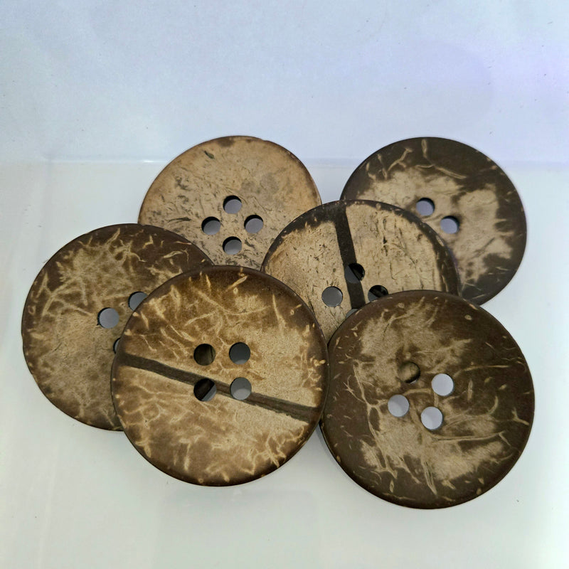 MajorCrafts 10pcs 50mm Brown Round 4 Holes Large Coconut Shell Sewing Buttons