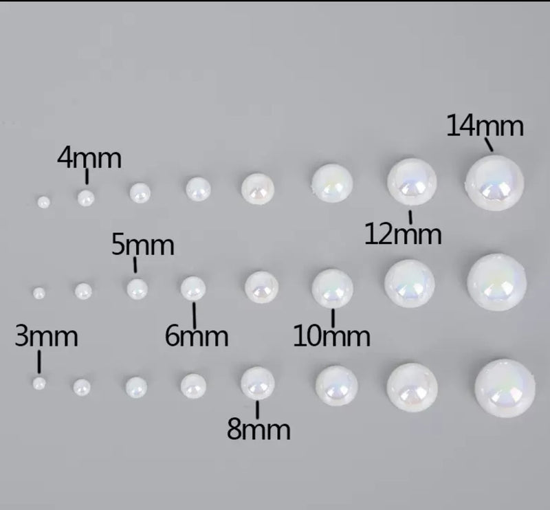 MajorCrafts White Flat Back Half Round Resin Pearls C15