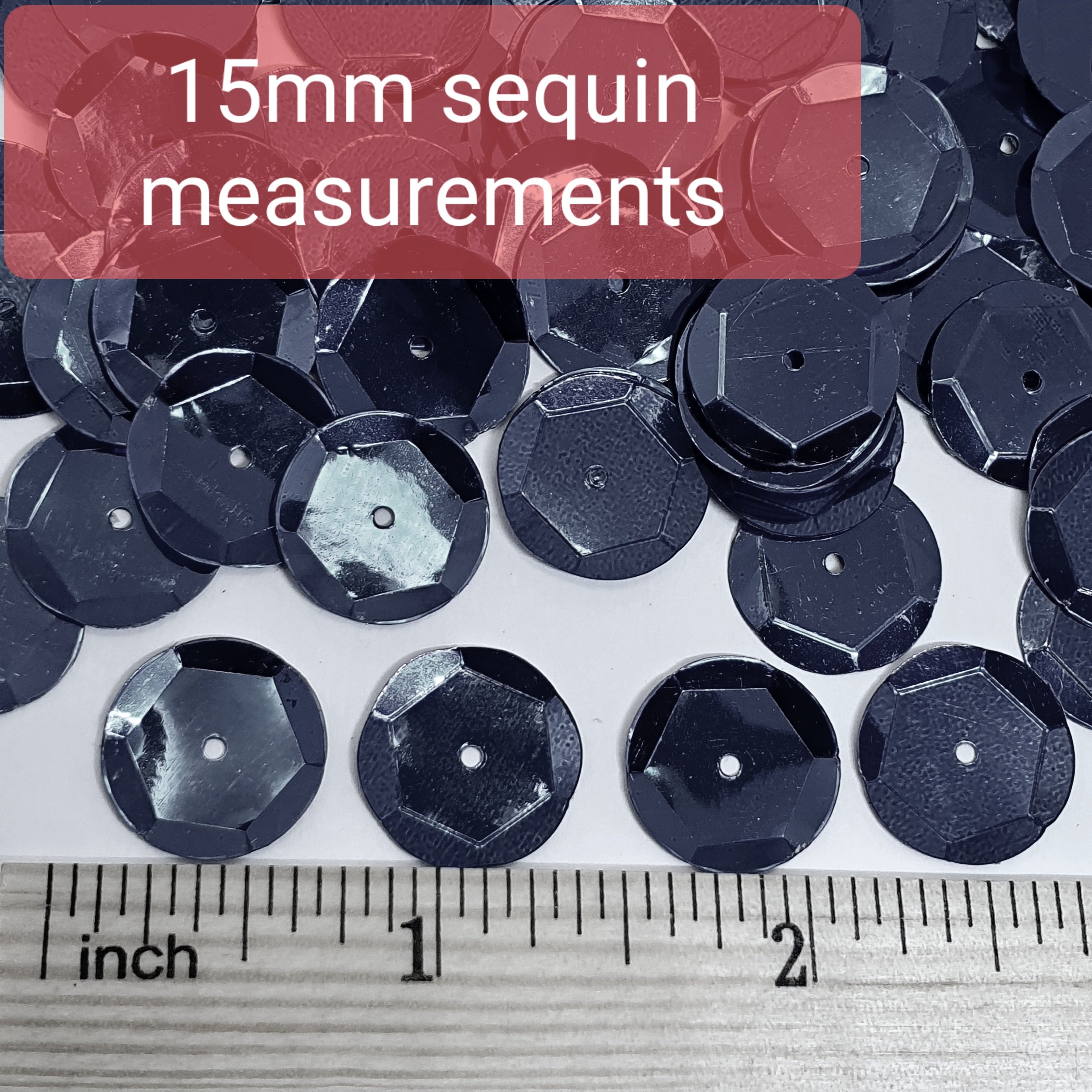 MajorCrafts 40grams 15mm Dark Grey Large Round Sew-On Cup Sequins