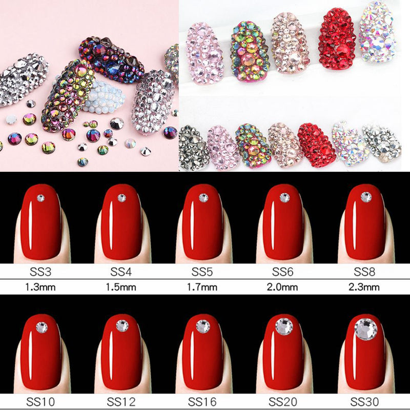 MajorCrafts Crystal Clear Flat Back Round Non-Hotfix Glass Rhinestones