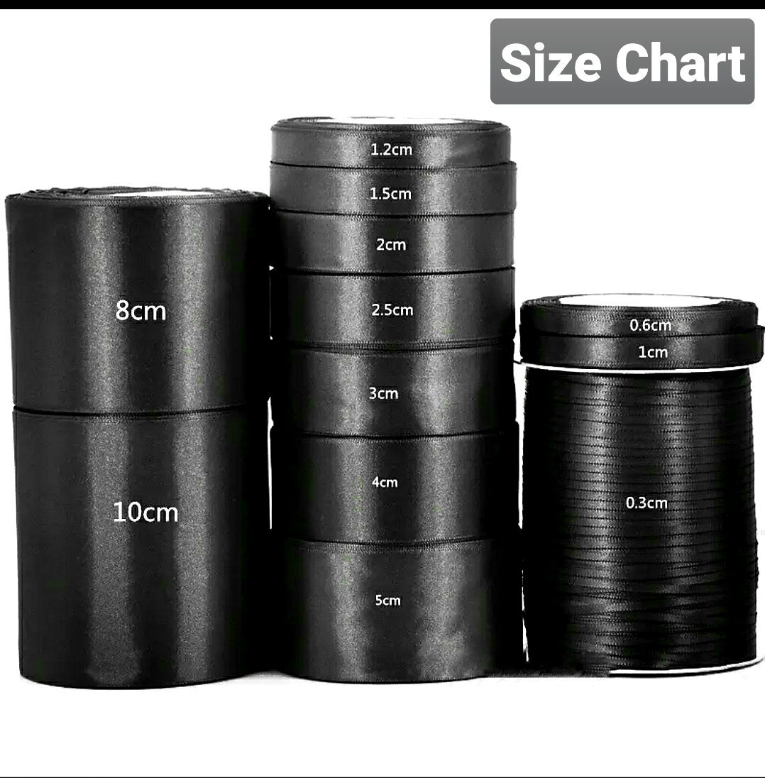 MajorCrafts 10mm 22metres Black Single Sided Satin Fabric Ribbon Roll R39