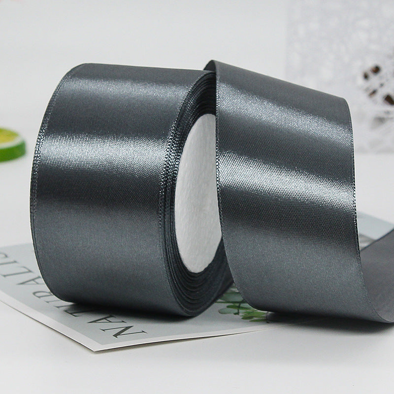 MajorCrafts 50mm 22metres Dark Grey Single Sided Satin Fabric Ribbon Roll R03