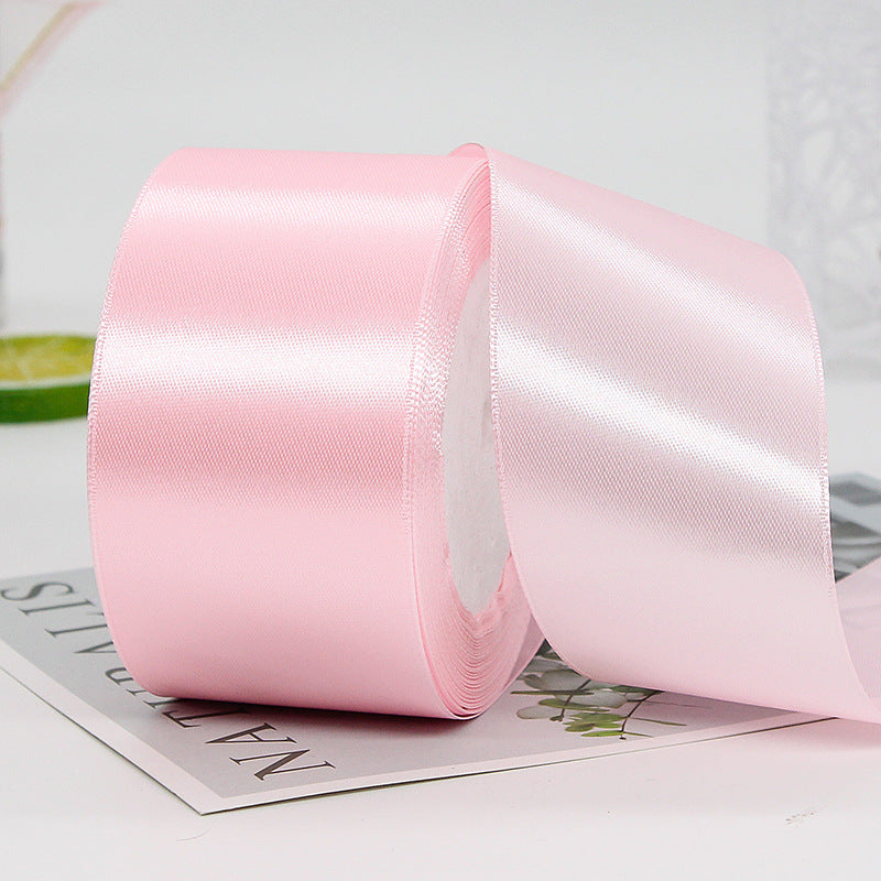 MajorCrafts 50mm 22metres Pastel Pink Single Sided Satin Fabric Ribbon Roll R04