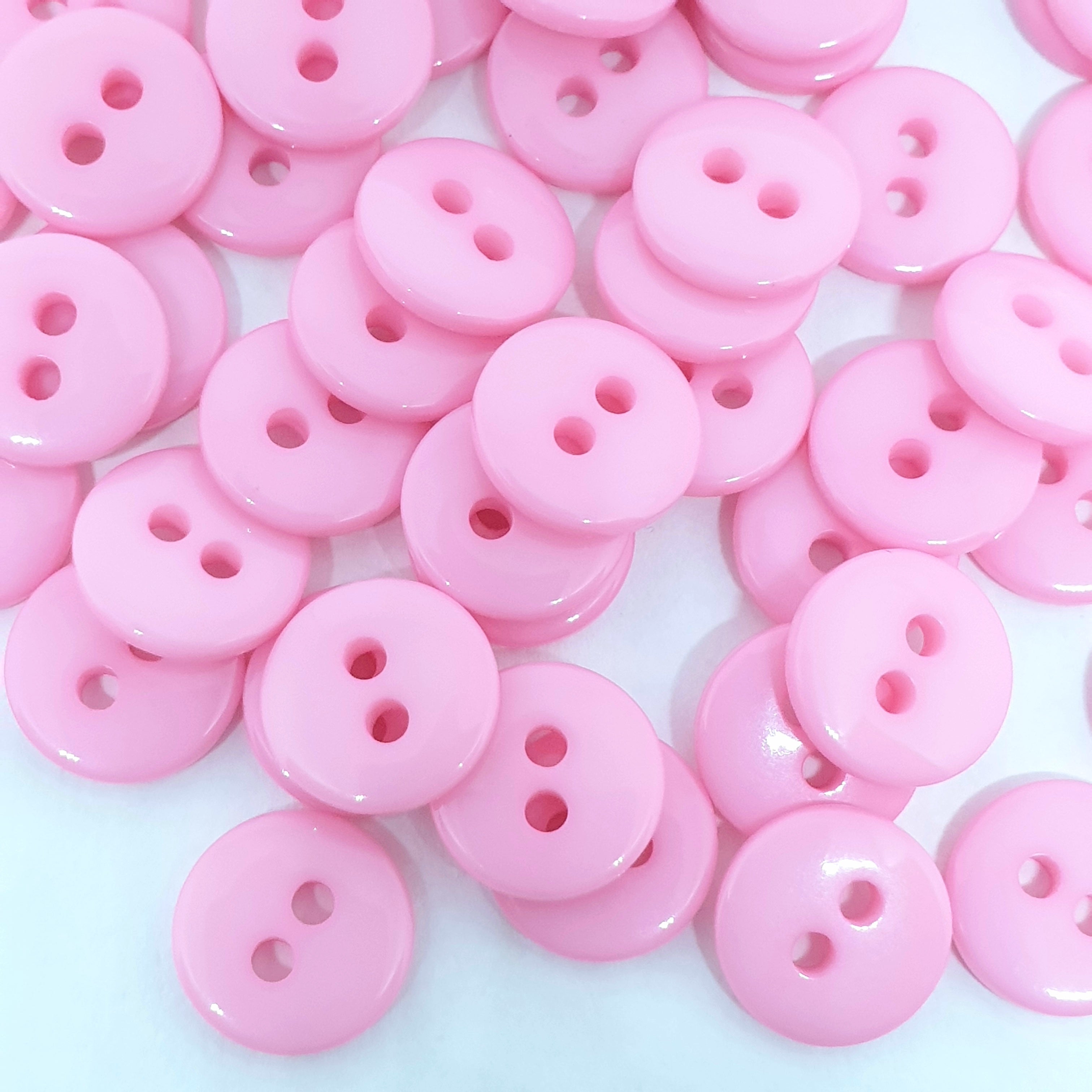 MajorCrafts 120pcs 9mm Rose Pink 2 Holes Small Round Resin Sewing Buttons B04