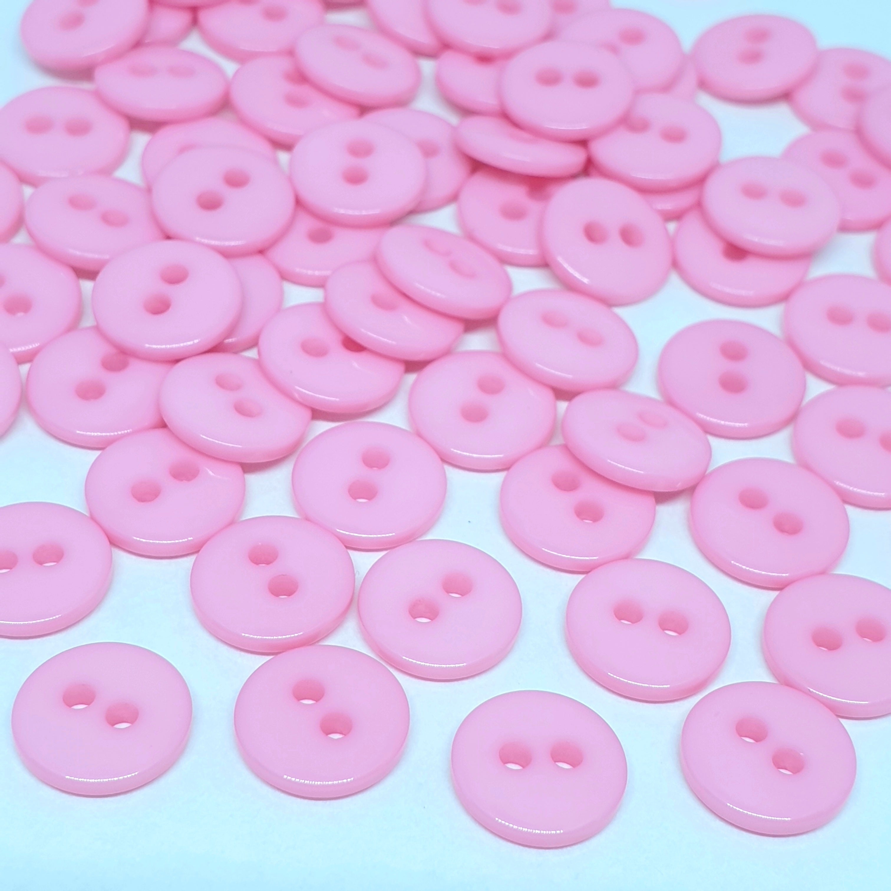 MajorCrafts 120pcs 10mm Rose Pink 2 Holes Small Round Resin Sewing Buttons B04