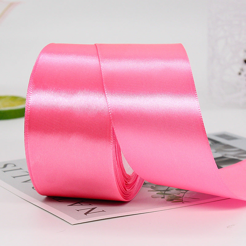 MajorCrafts 50mm 22metres Taffy Pink Single Sided Satin Fabric Ribbon Roll R05