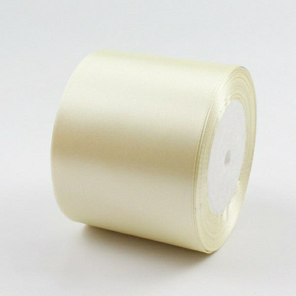 MajorCrafts 75mm 22metres Cream Single Sided Satin Fabric Ribbon Roll R08