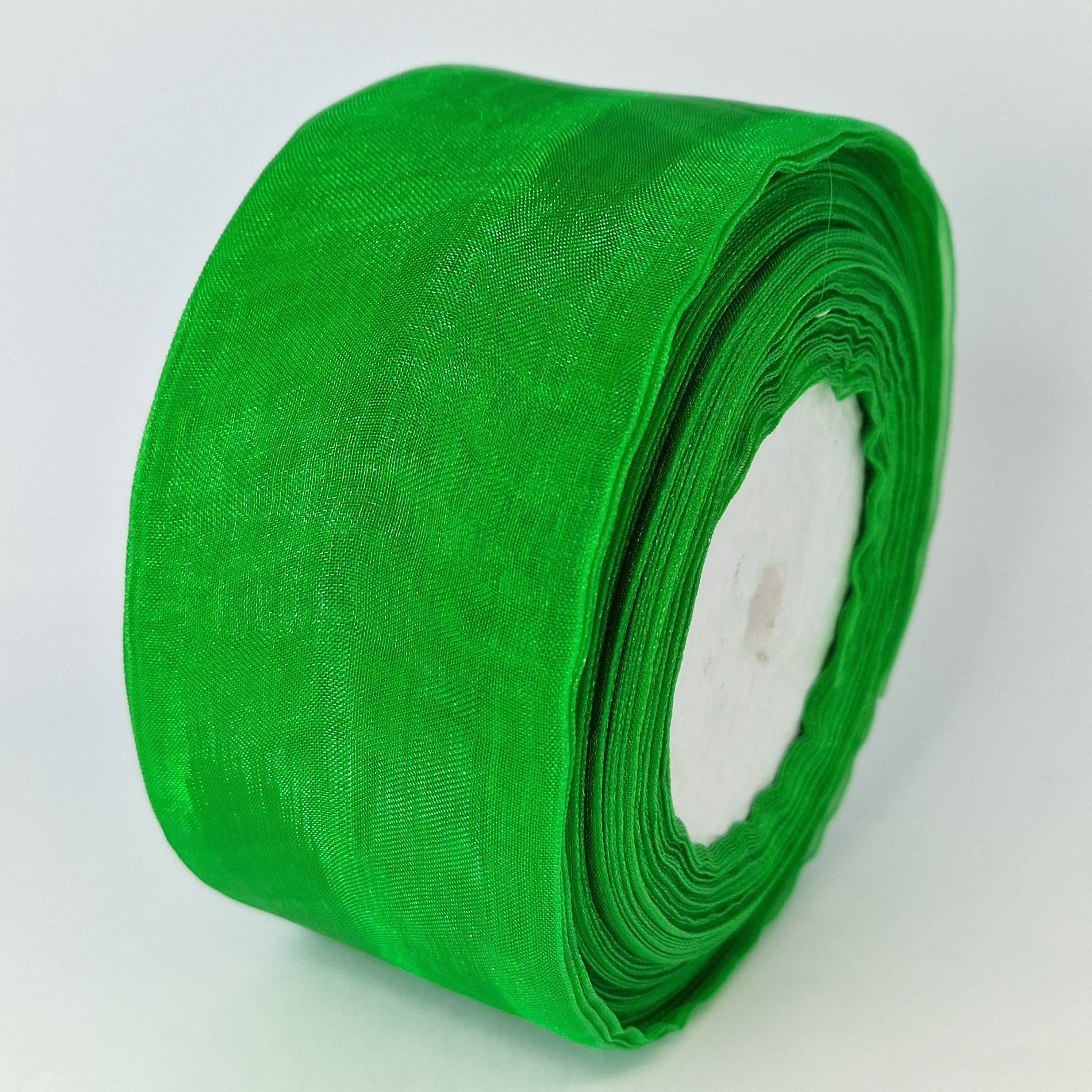 MajorCrafts 50mm 45metres Sheer Organza Fabric Ribbon Roll Royal Green R1019
