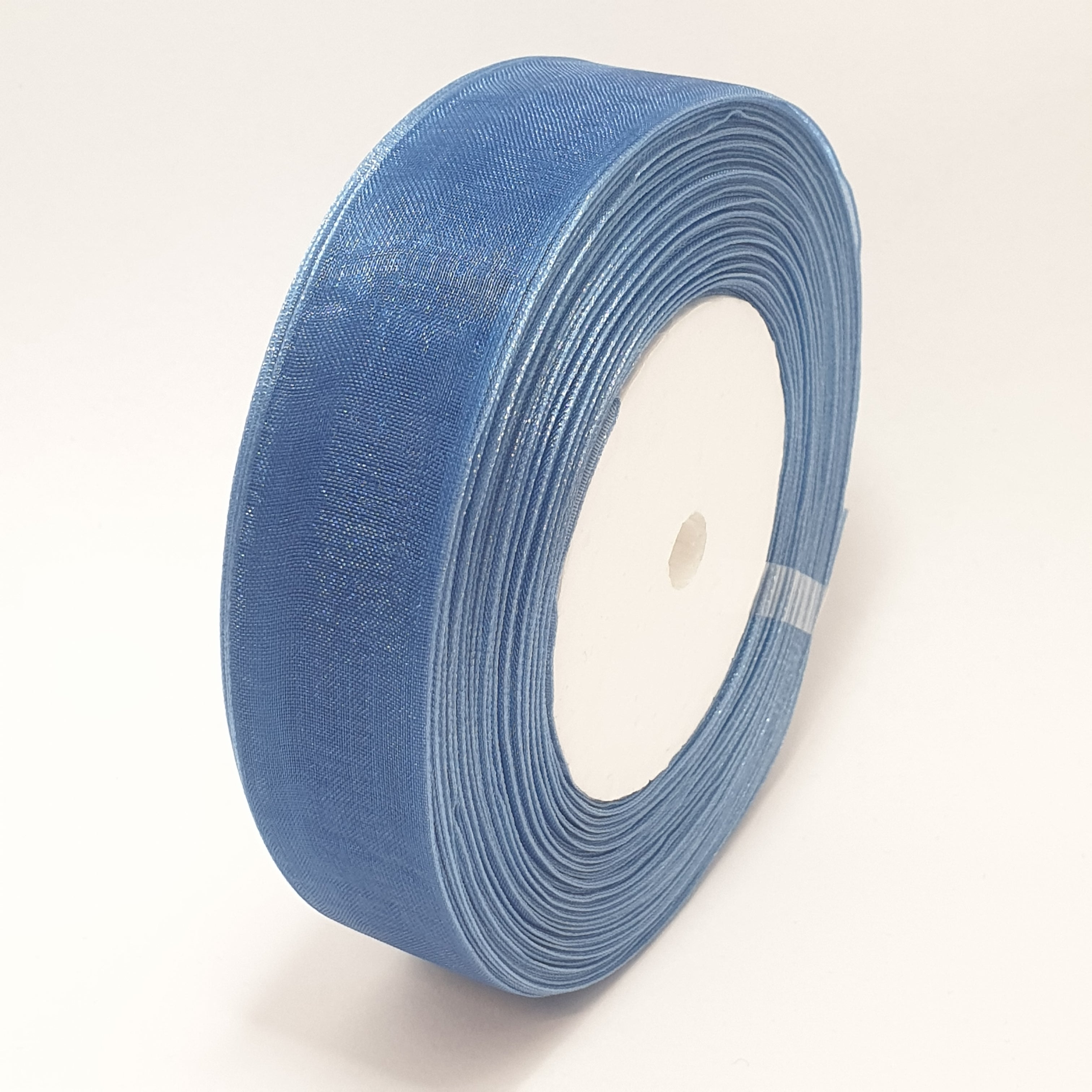 MajorCrafts 25mm 45metres Washed Blue Sheer Organza Fabric Ribbon Roll R1070