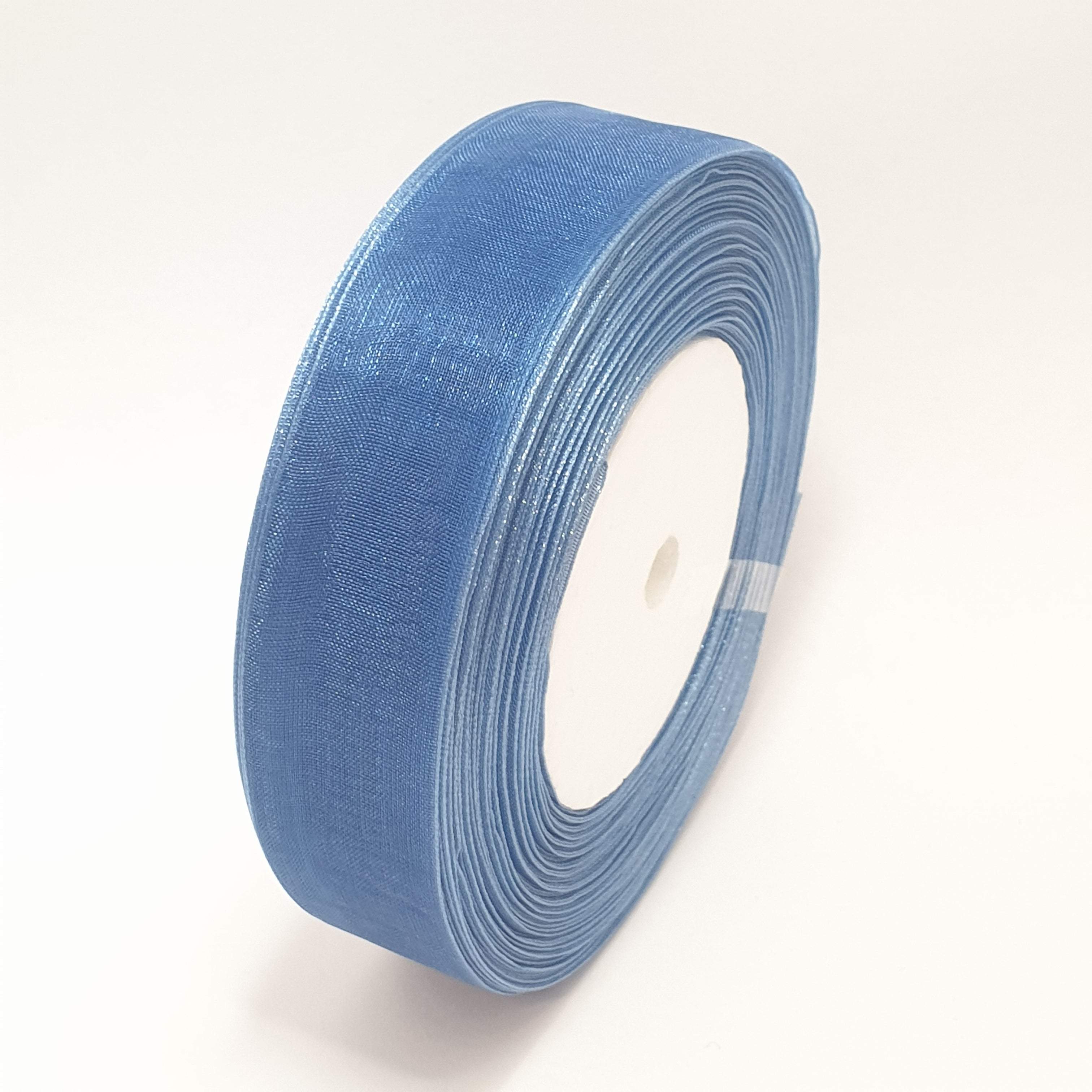 MajorCrafts 25mm 45metres Washed Blue Sheer Organza Fabric Ribbon Roll R1070