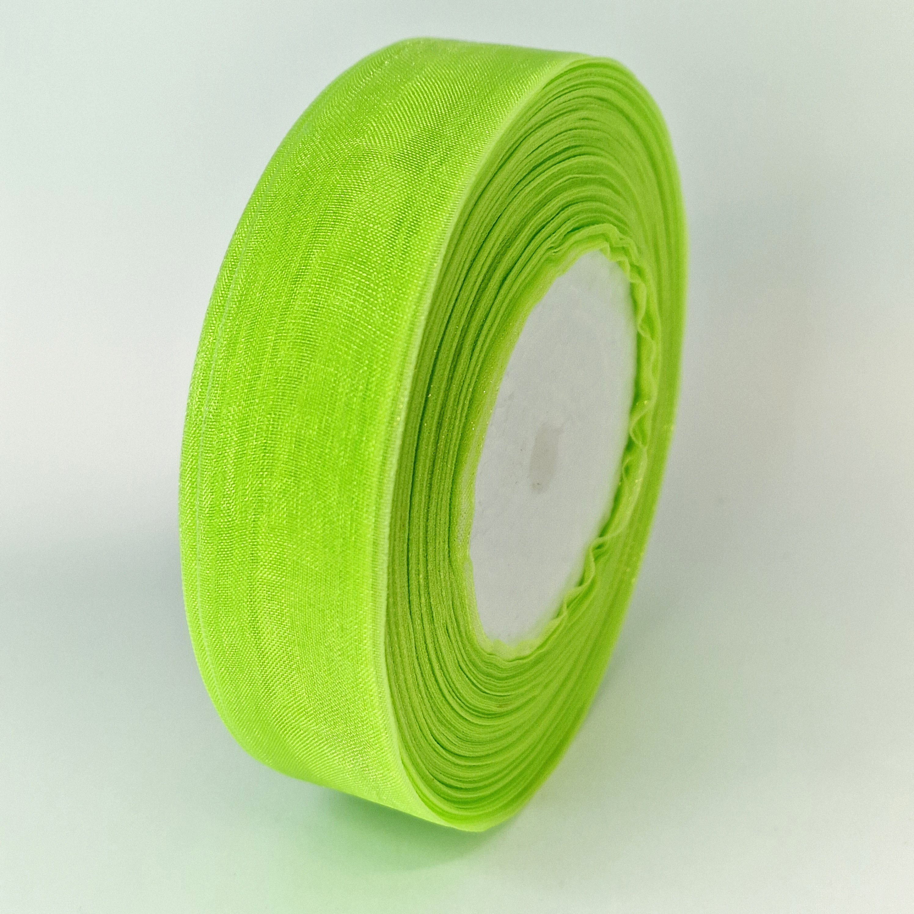 MajorCrafts 25mm 45metres Bright Green Sheer Organza Fabric Ribbon Roll R1126